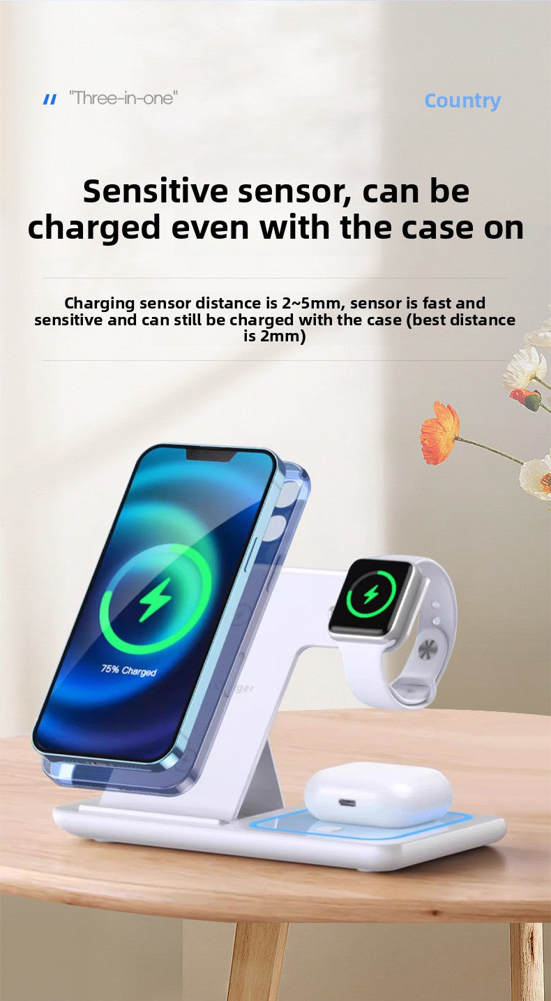 Foldable Three-in-One Wireless Charging Base