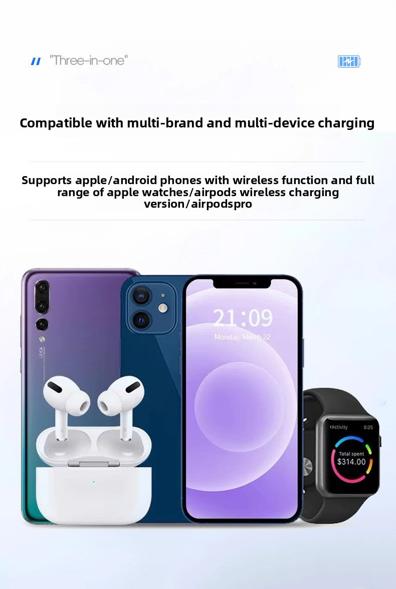 Foldable Three-in-One Wireless Charging Base