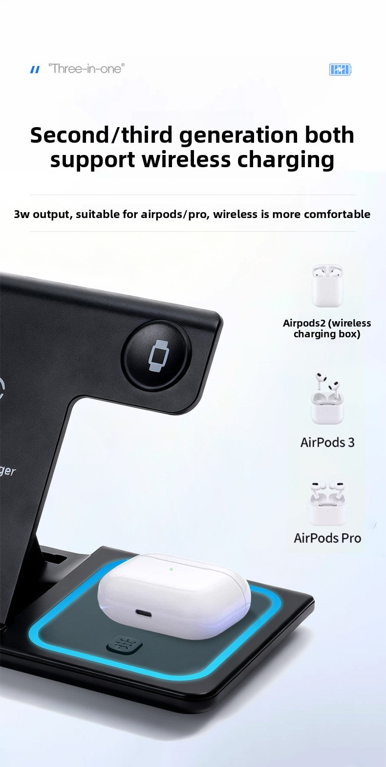 Foldable Three-in-One Wireless Charging Base