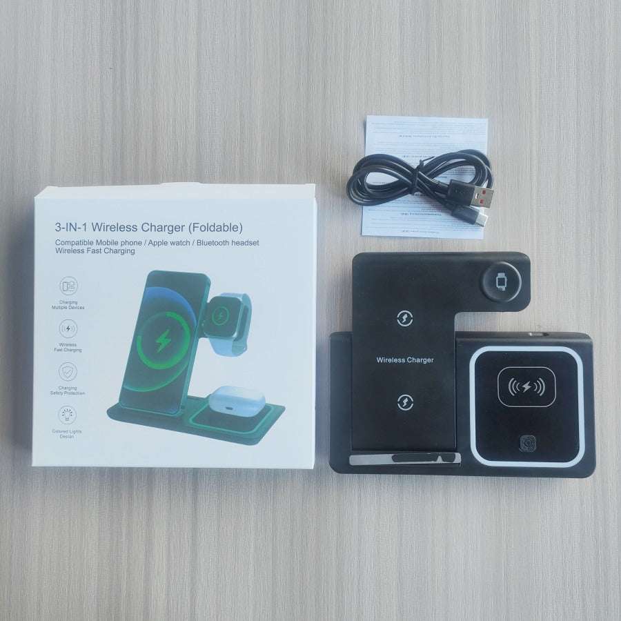 Foldable Three-in-One Wireless Charging Base