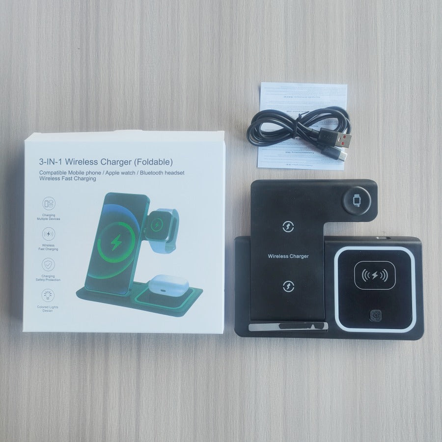 Foldable Three-in-One Wireless Charging Base