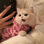 Leopard Print Cat Sweater ? Stretchy Fleece Turtleneck Sweatshirt
