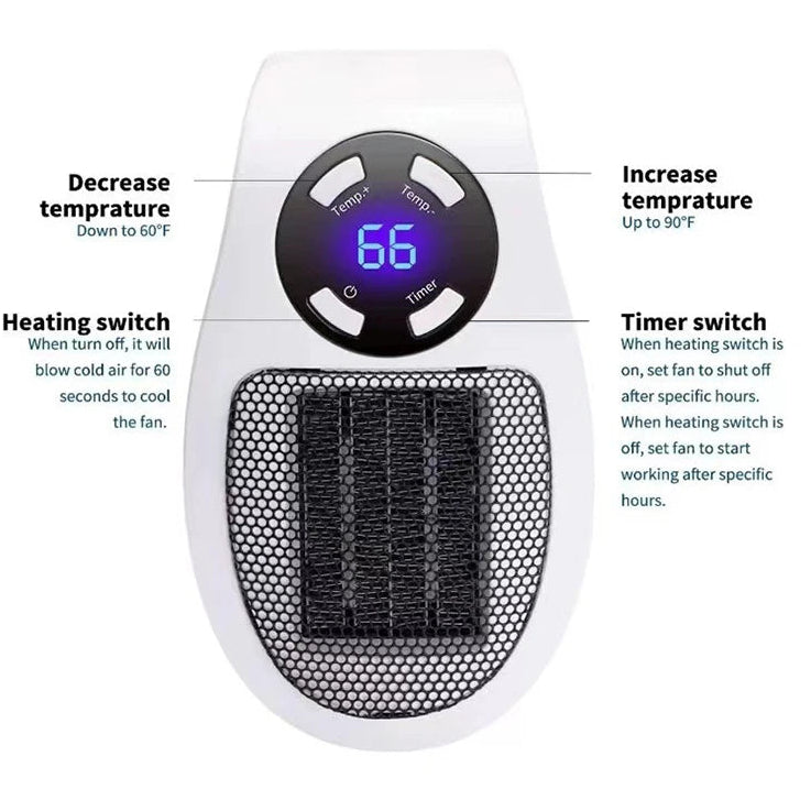 Portable Electric Room Heater Wall-Mounted Warm Air Blower Winter Heater